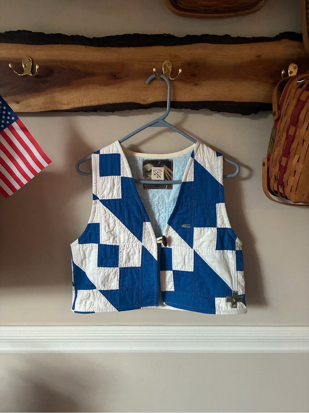 Field + Stitch Handmade Patchwork Vintage  Jacob’s Ladder Antique Quilt Vest S